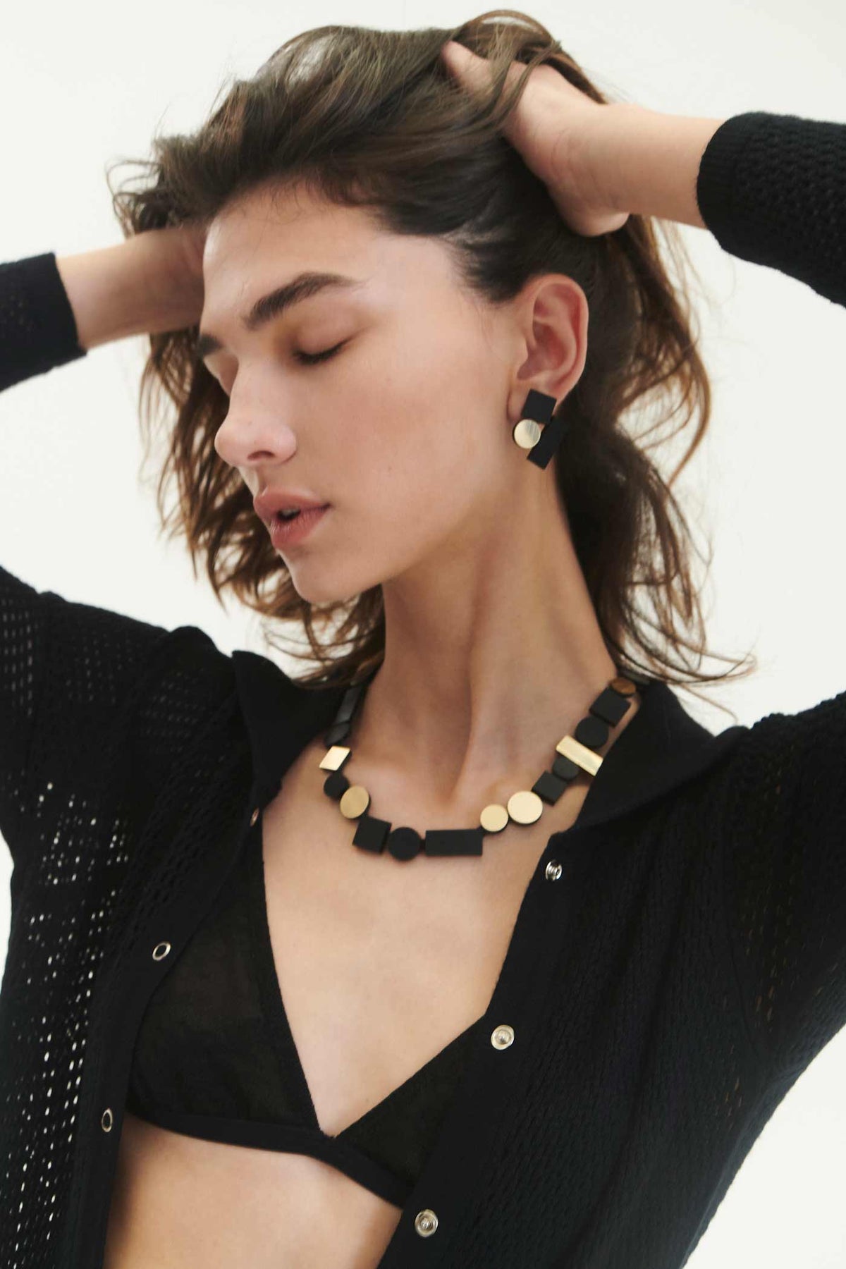 Bauhaus Necklace Round - Black/Gold