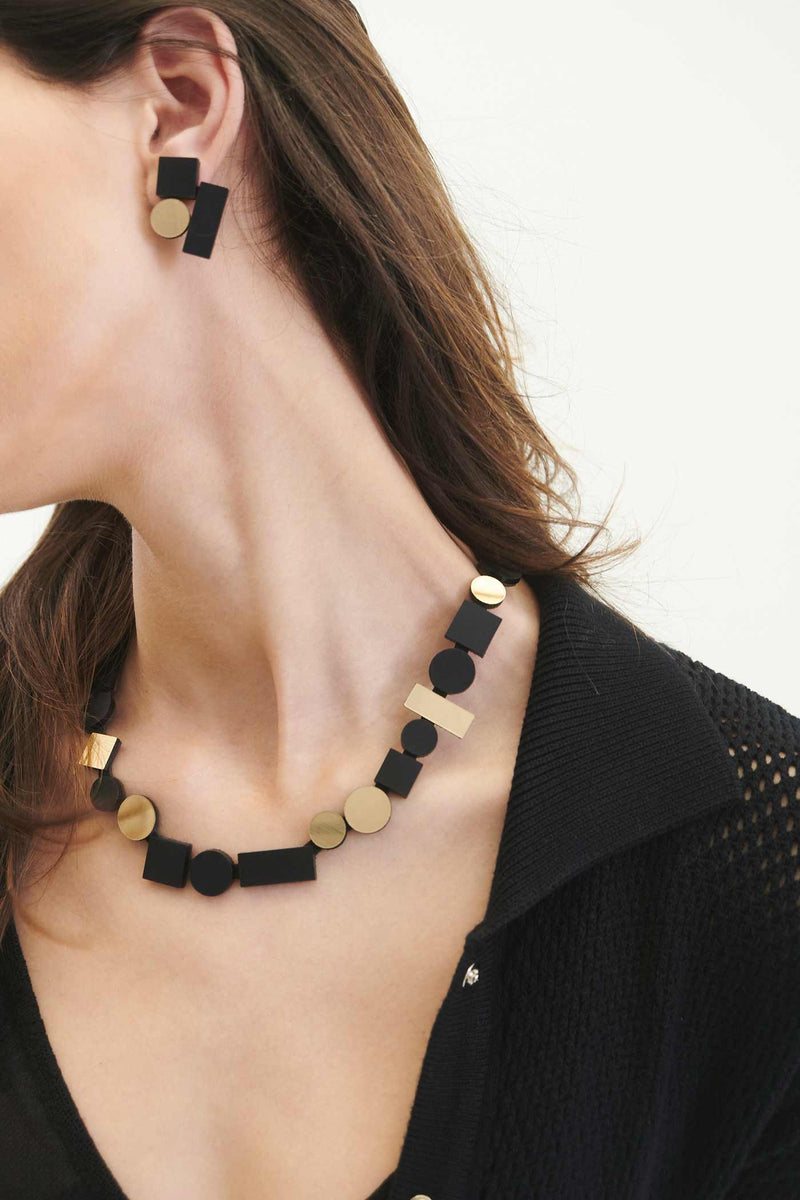 Collier Bauhaus Rond - Noir+Or