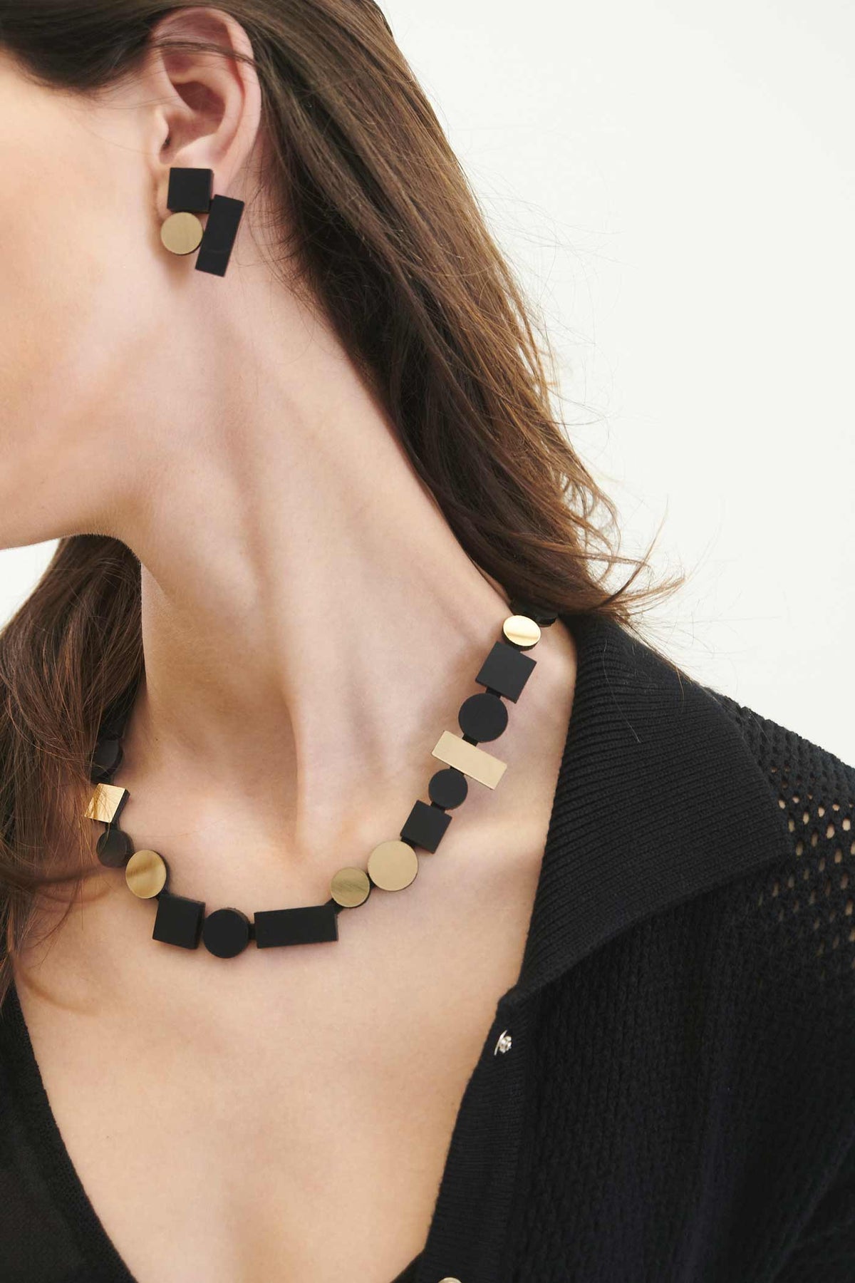 Pendientes Bauhaus Pequeños - Negro/Oro