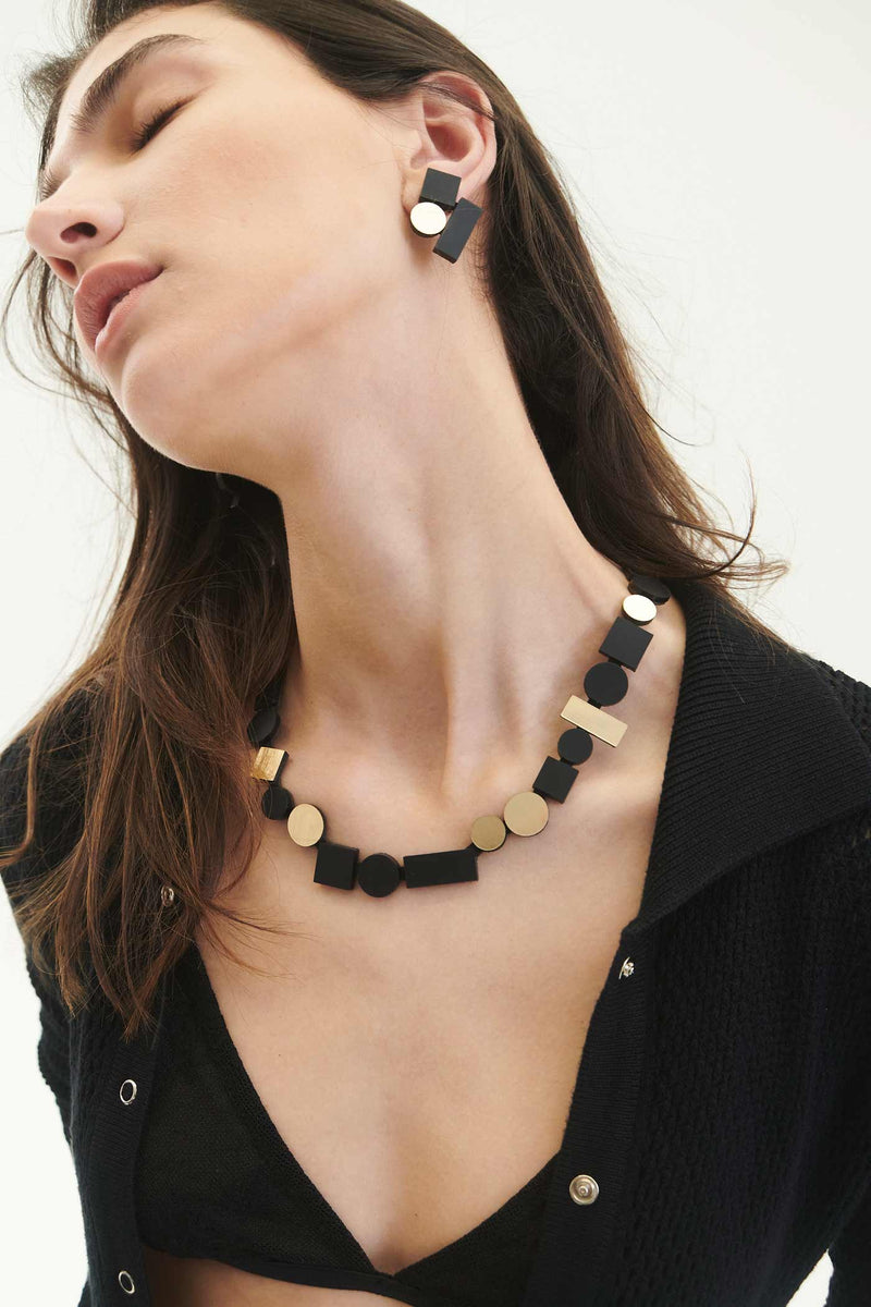 Collier Bauhaus Rond - Noir+Or