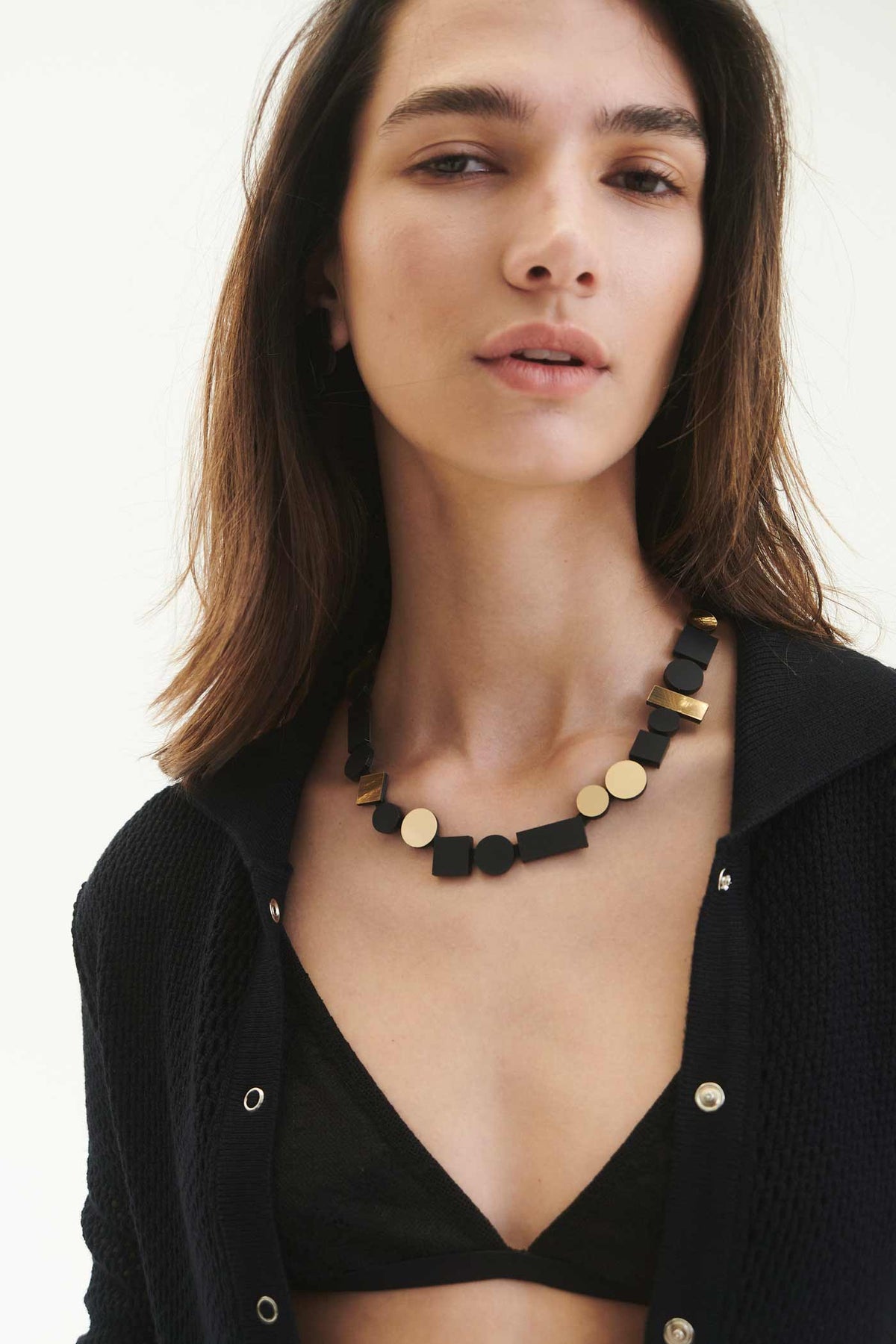 Bauhaus Necklace Round - Black/Gold