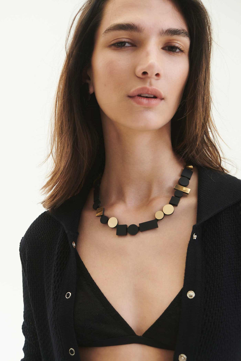 Collier Bauhaus Rond - Noir+Or