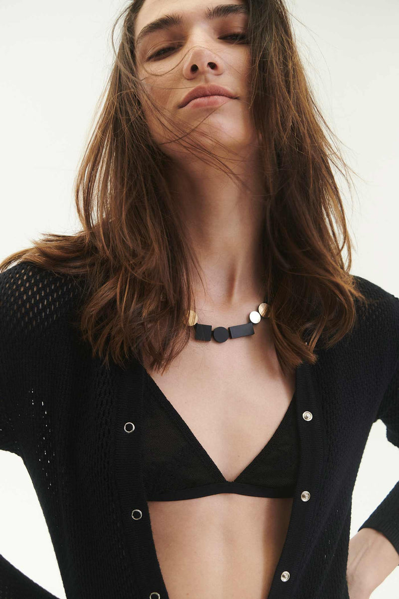 Boucles d'Oreilles Bauhaus Petites - Noir+Or