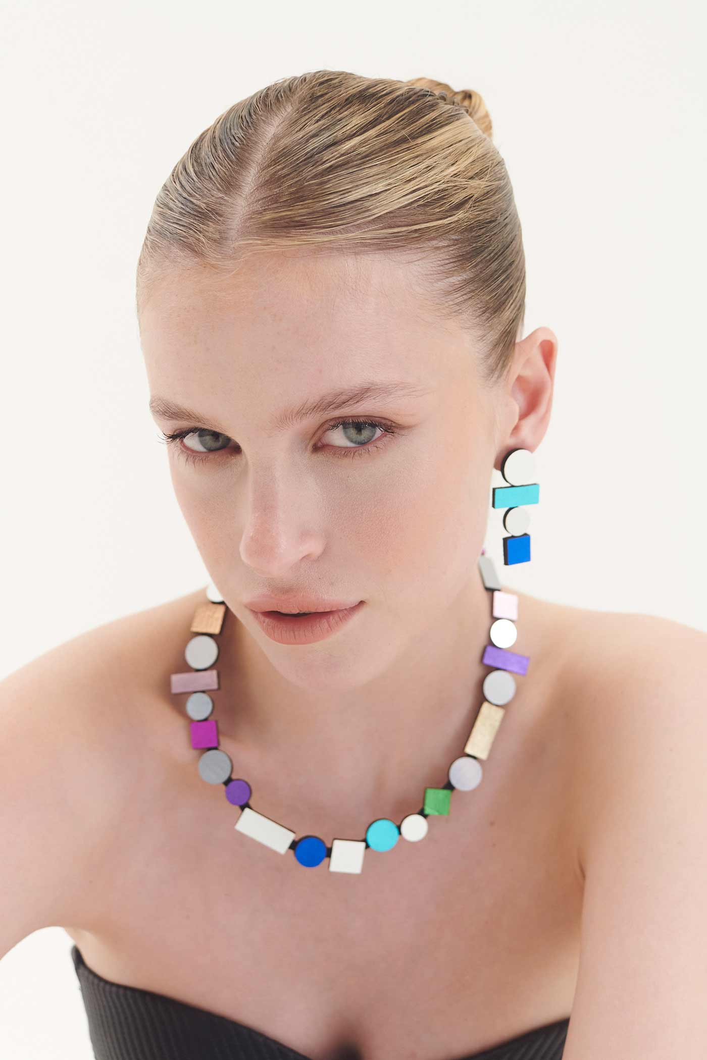 Pendientes Bauhaus Grandes - Silver/Rainbow