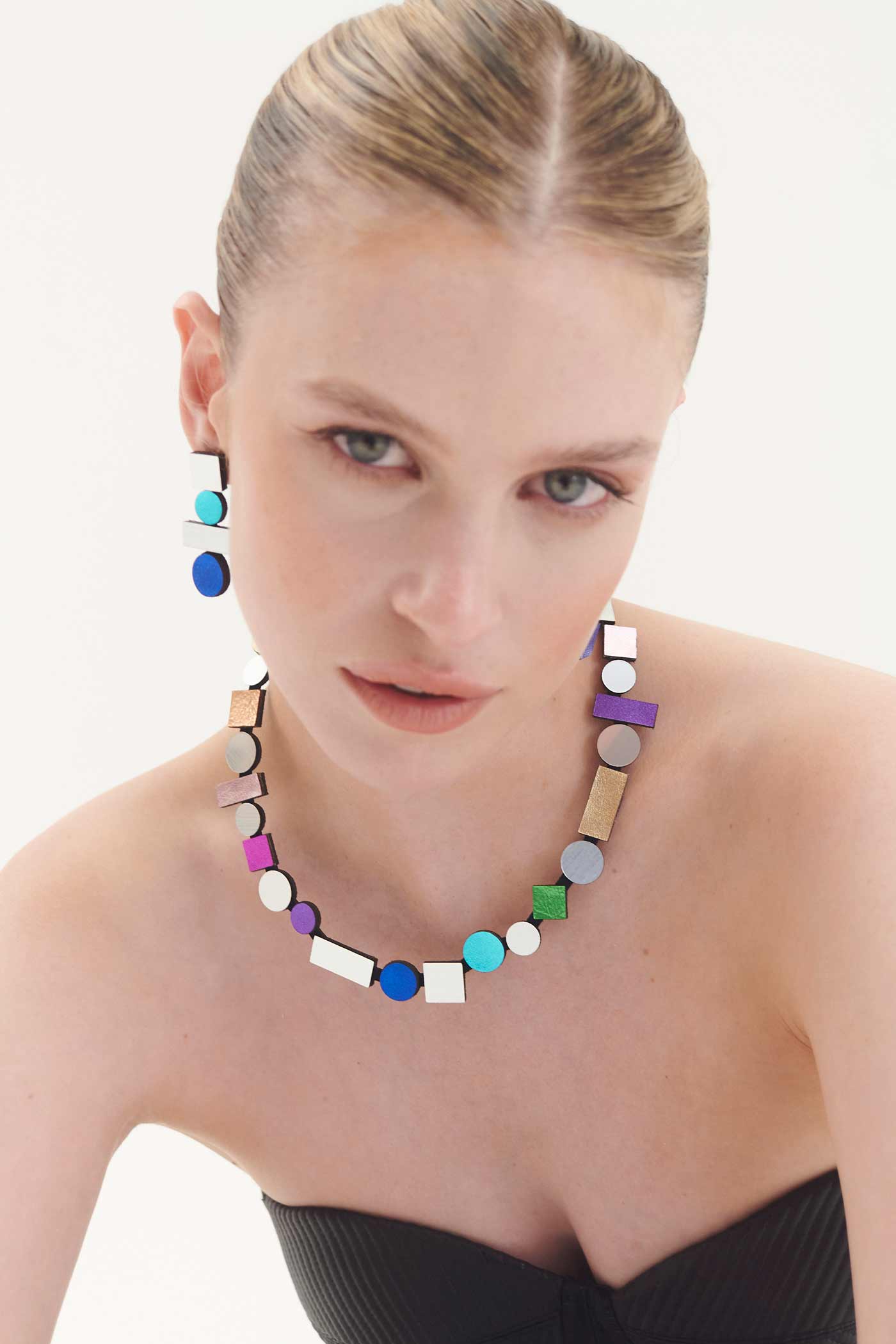 Pendientes Bauhaus Grandes - Silver/Rainbow