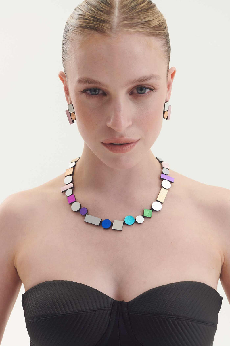 Bauhaus Necklace Round Rainbow