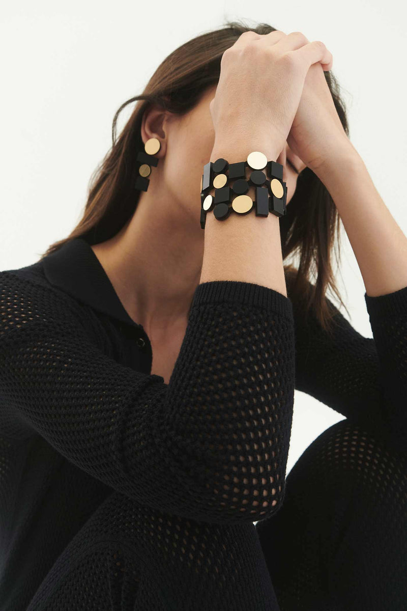 Bracelet Acrylique Bauhaus - Noir+Or