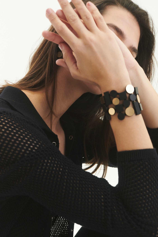 Bracelet Acrylique Bauhaus - Noir+Or