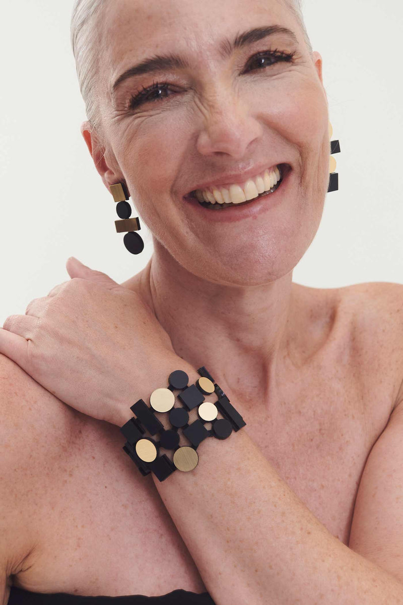 Bracelet Acrylique Bauhaus - Noir+Or