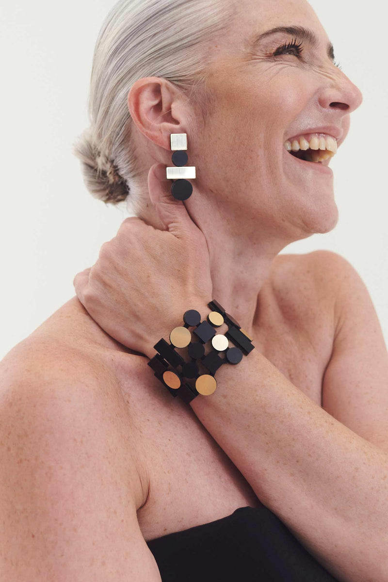 Bracelet Acrylique Bauhaus - Noir+Or