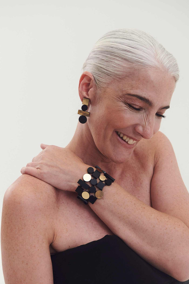 Bracelet Acrylique Bauhaus - Noir+Or