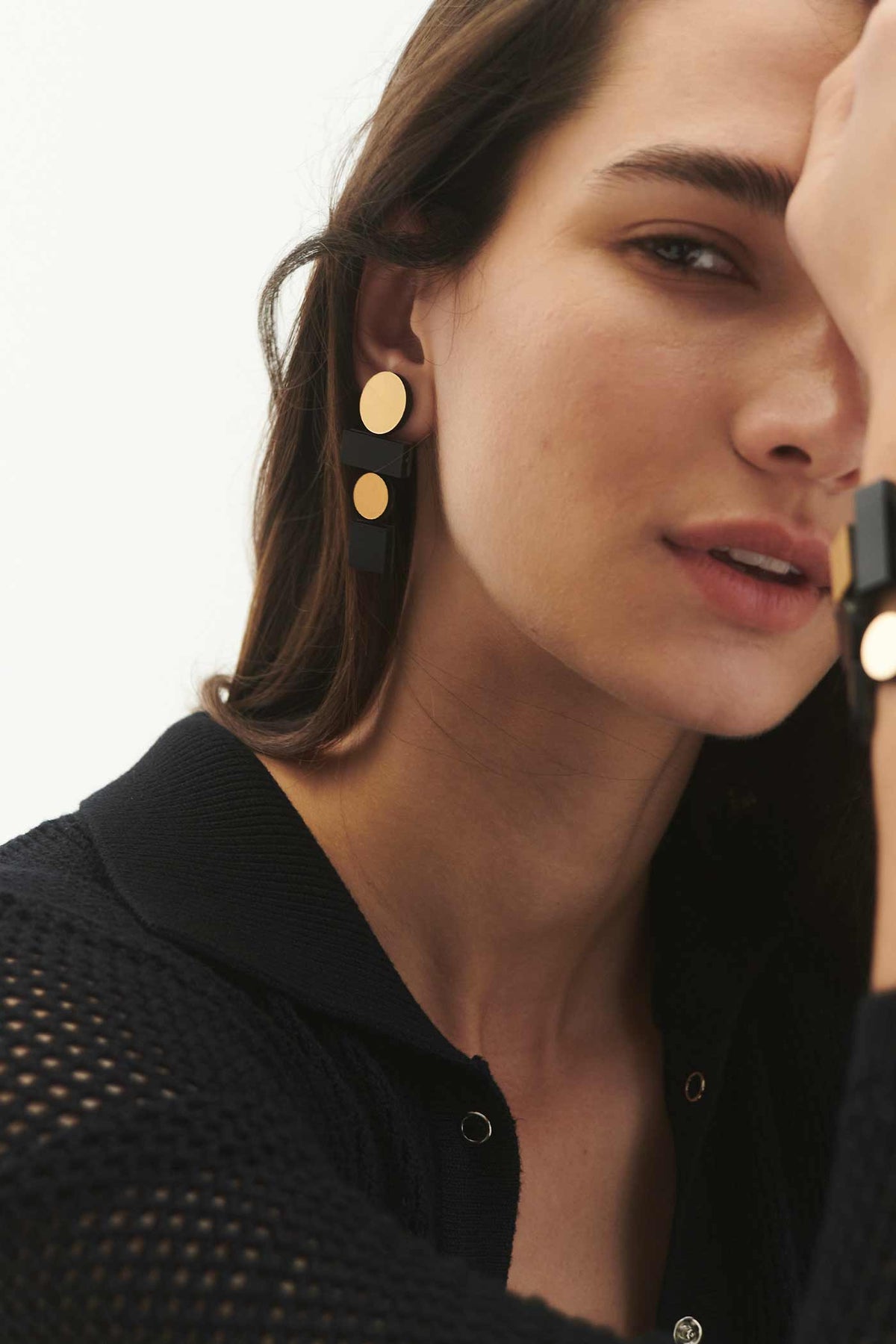 Pendientes Bauhaus Grandes - Negro/Oro