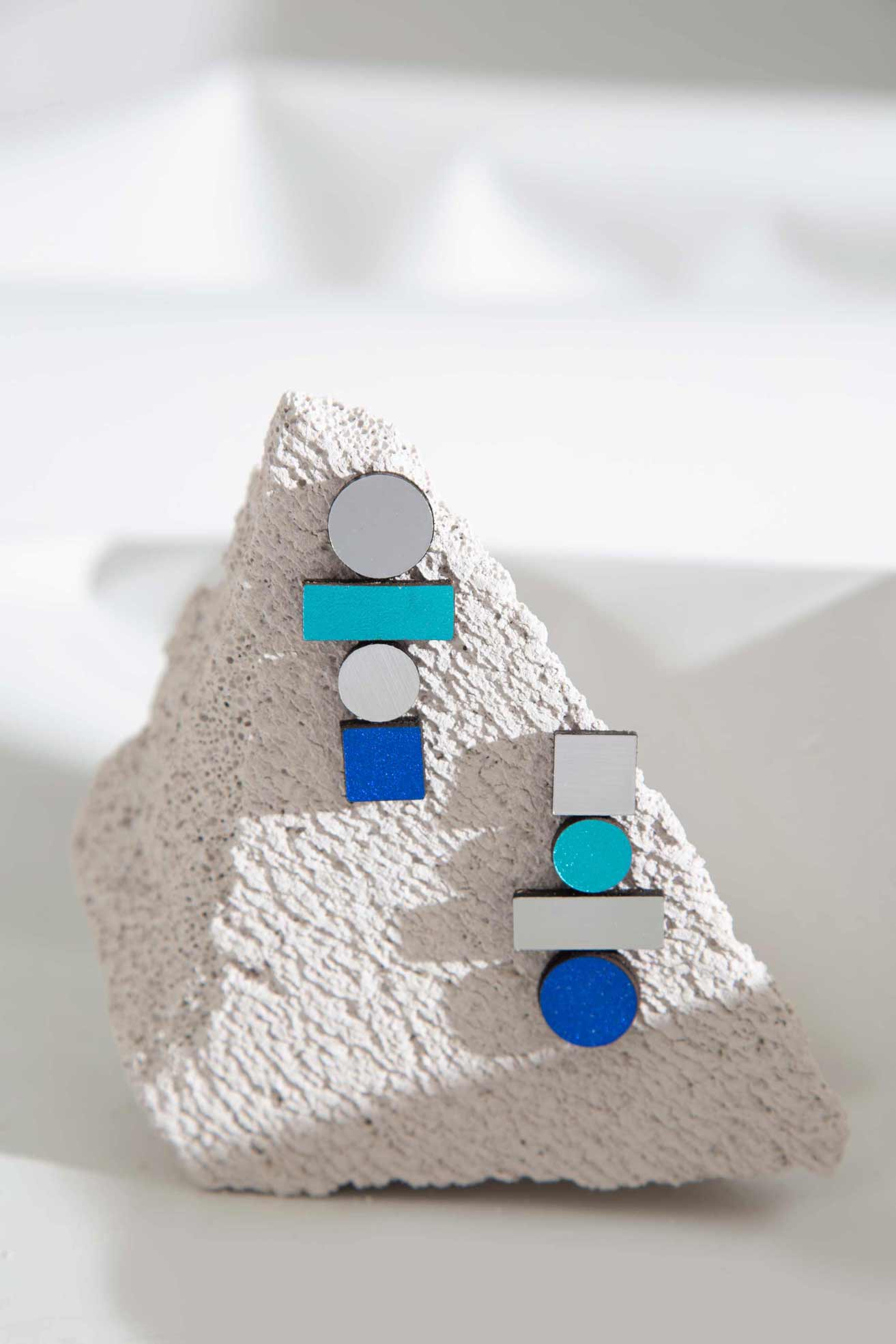 Pendientes Bauhaus Grandes - Silver/Rainbow