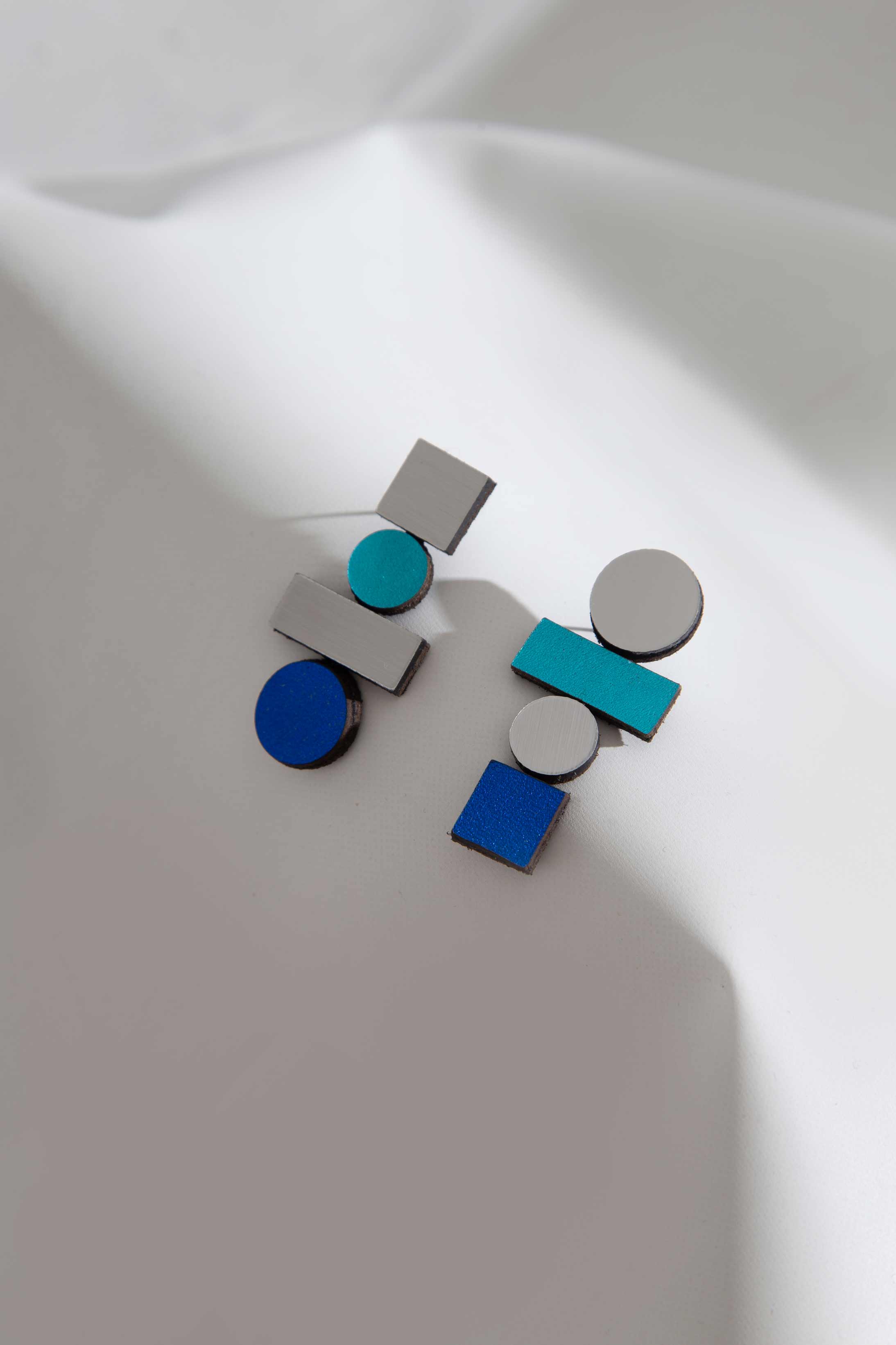 Pendientes Bauhaus Grandes - Silver/Rainbow