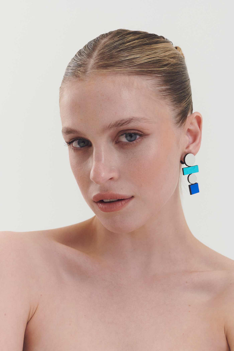 Bauhaus Earrings Large Rainbow