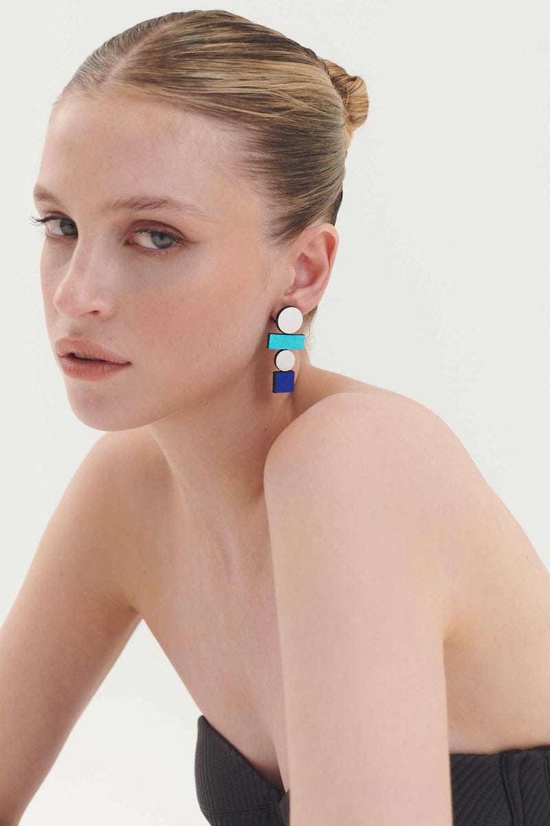 Bauhaus Earrings Large Rainbow