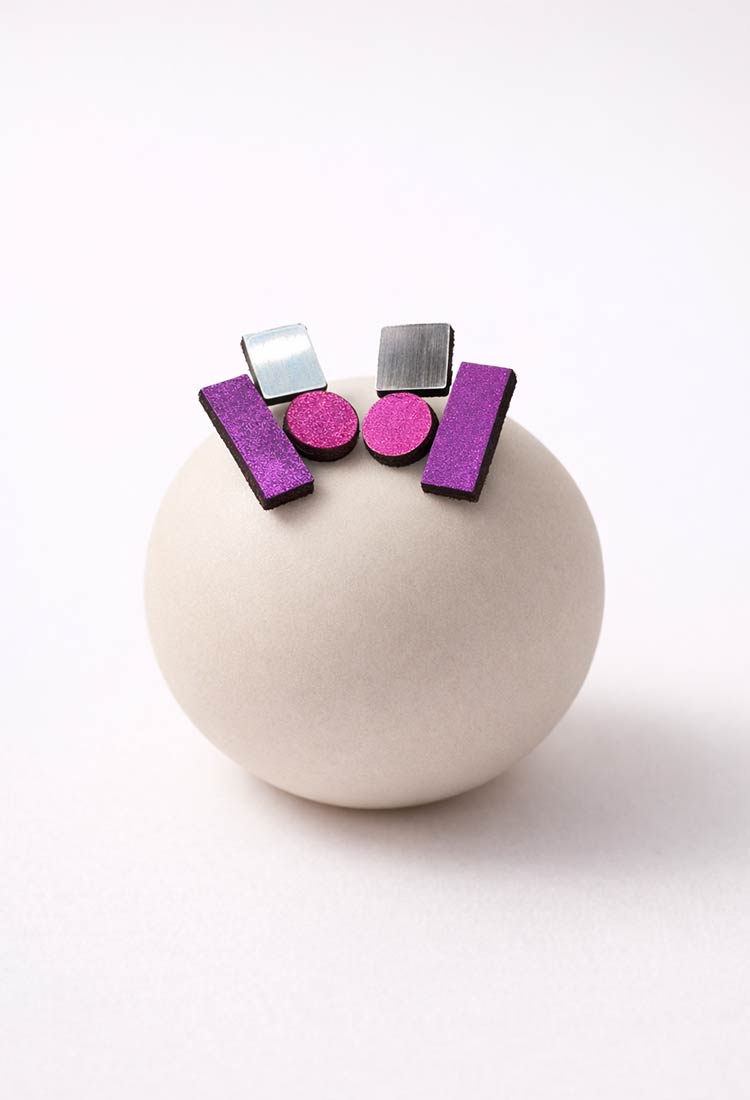 Boucles d'oreilles Bauhaus Petites - Argent, Noir et Or