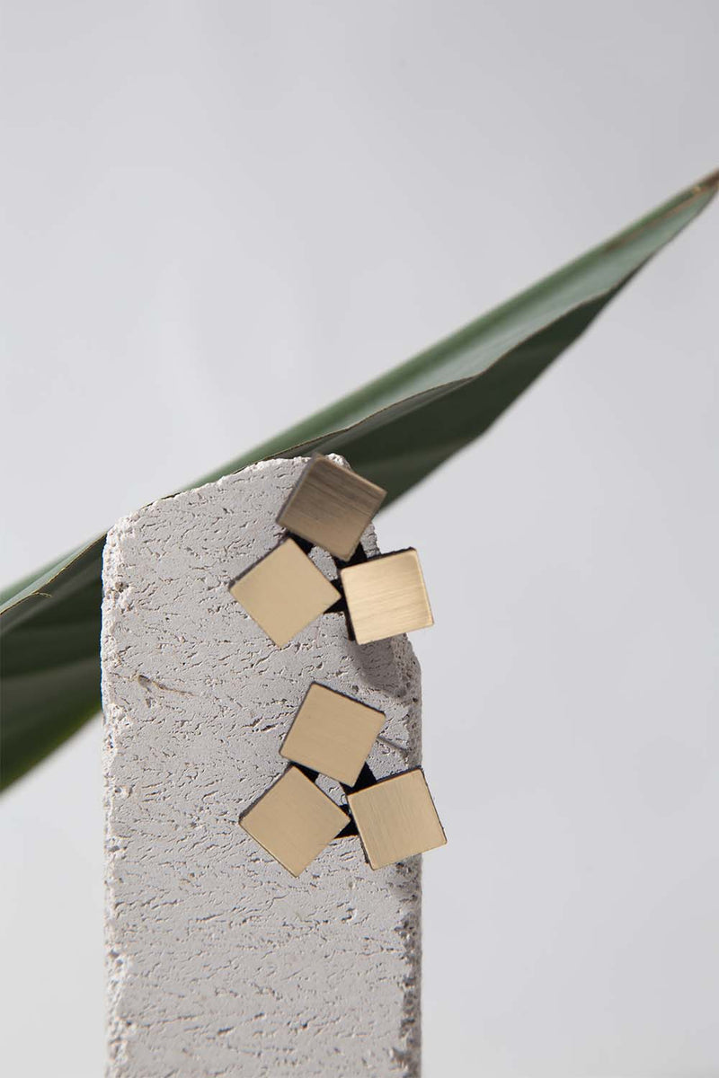 Bauhaus Earrings 3 Squares - Gold*