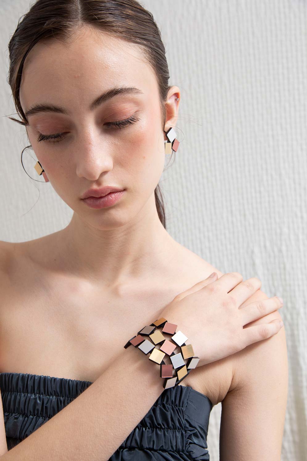 Brazalete Bauhaus 3 Tiras - Plata/Oro/Cobre
