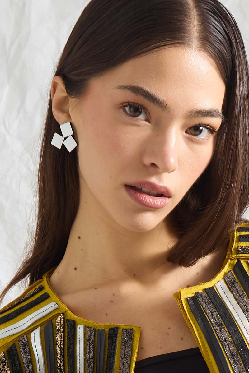Pendientes Bauhaus Pequeños - Plata/Oro/Negro