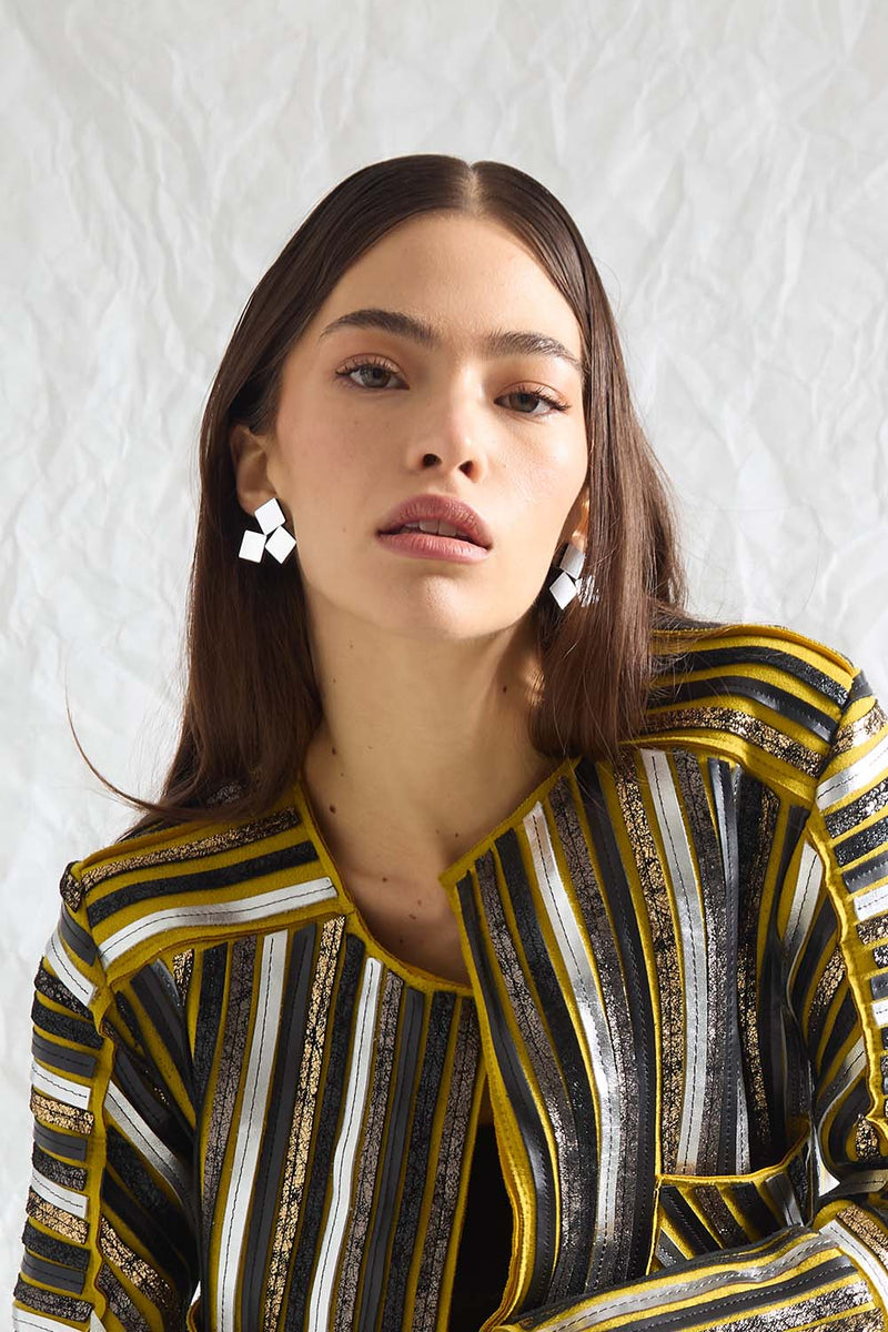 Pendientes Bauhaus Pequeños - Plata/Oro/Negro