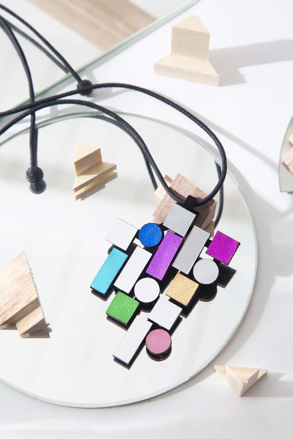 Bauhaus Pendant Necklace - Rainbow