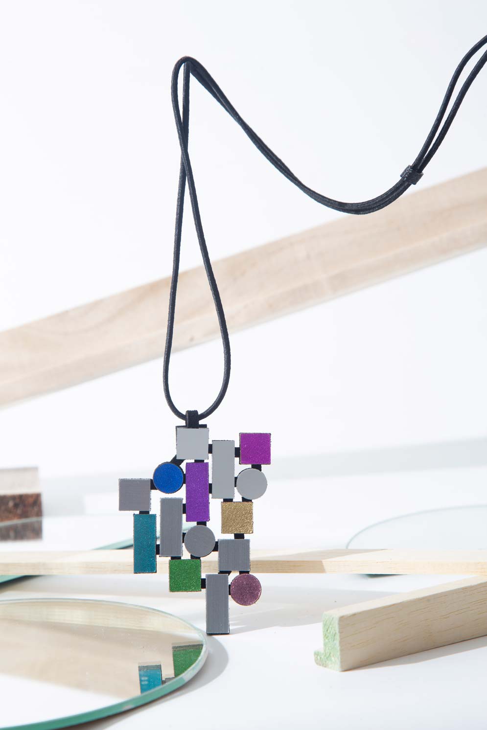 Bauhaus Pendant Necklace - Rainbow