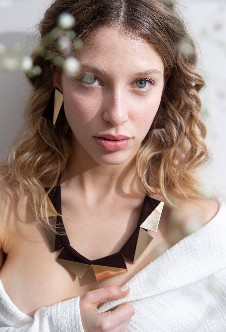 Carnival Rectangles Necklace - Gold/Brown