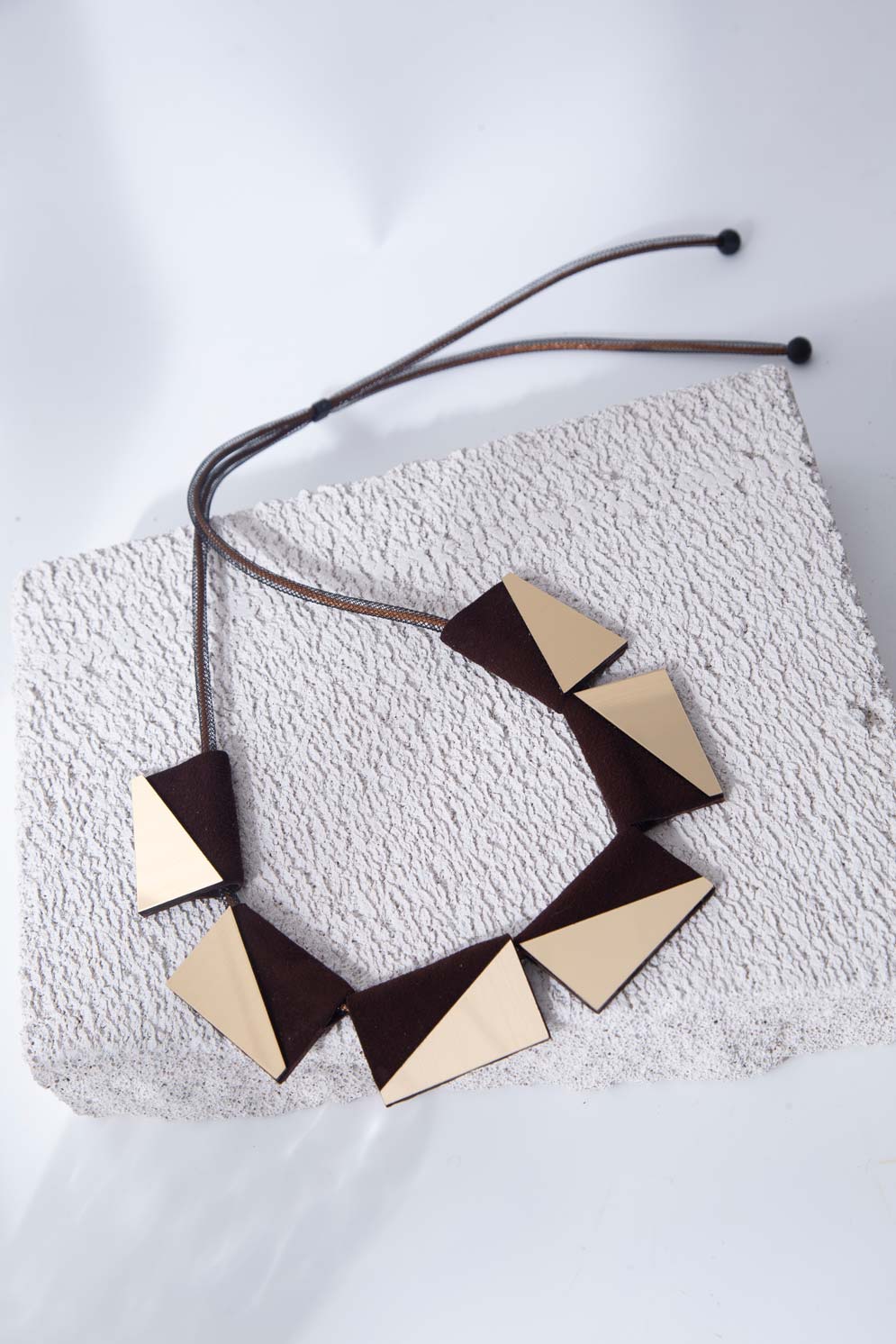 Carnival Rectangles Necklace - Gold/Brown