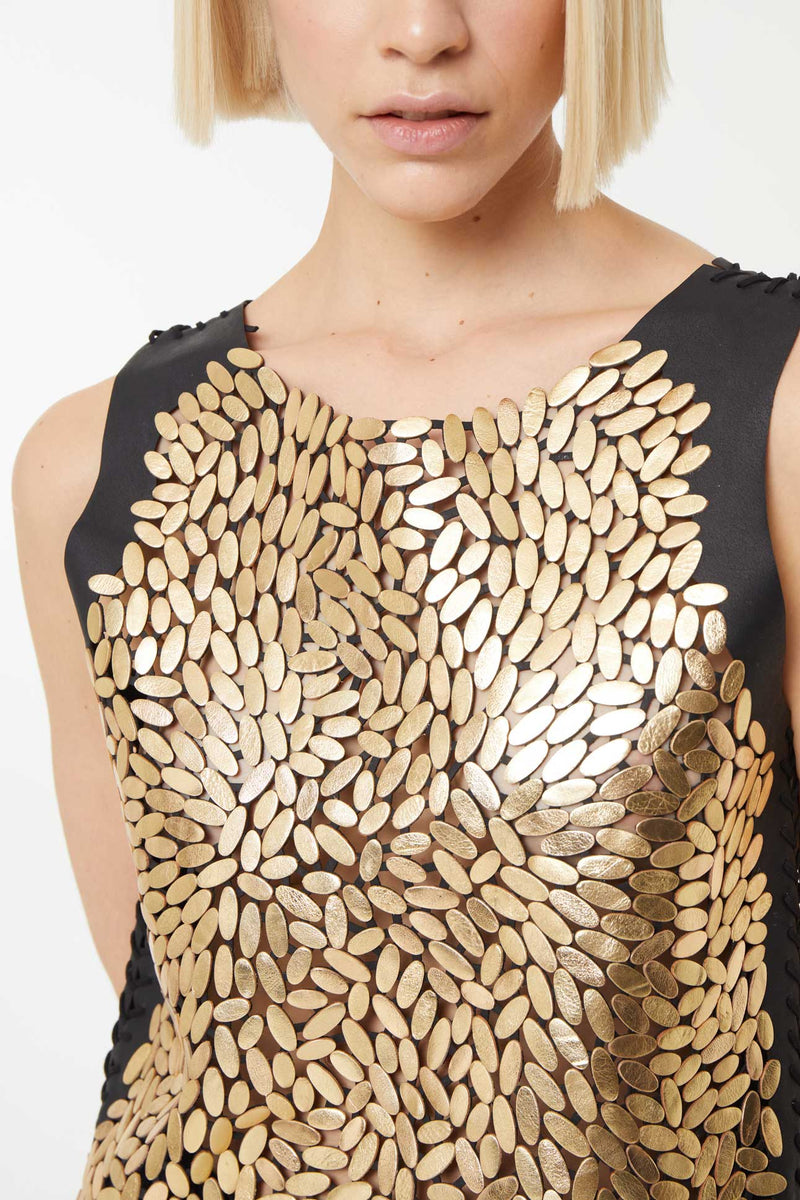 Emma Leather Vest - Gold - Made to Order