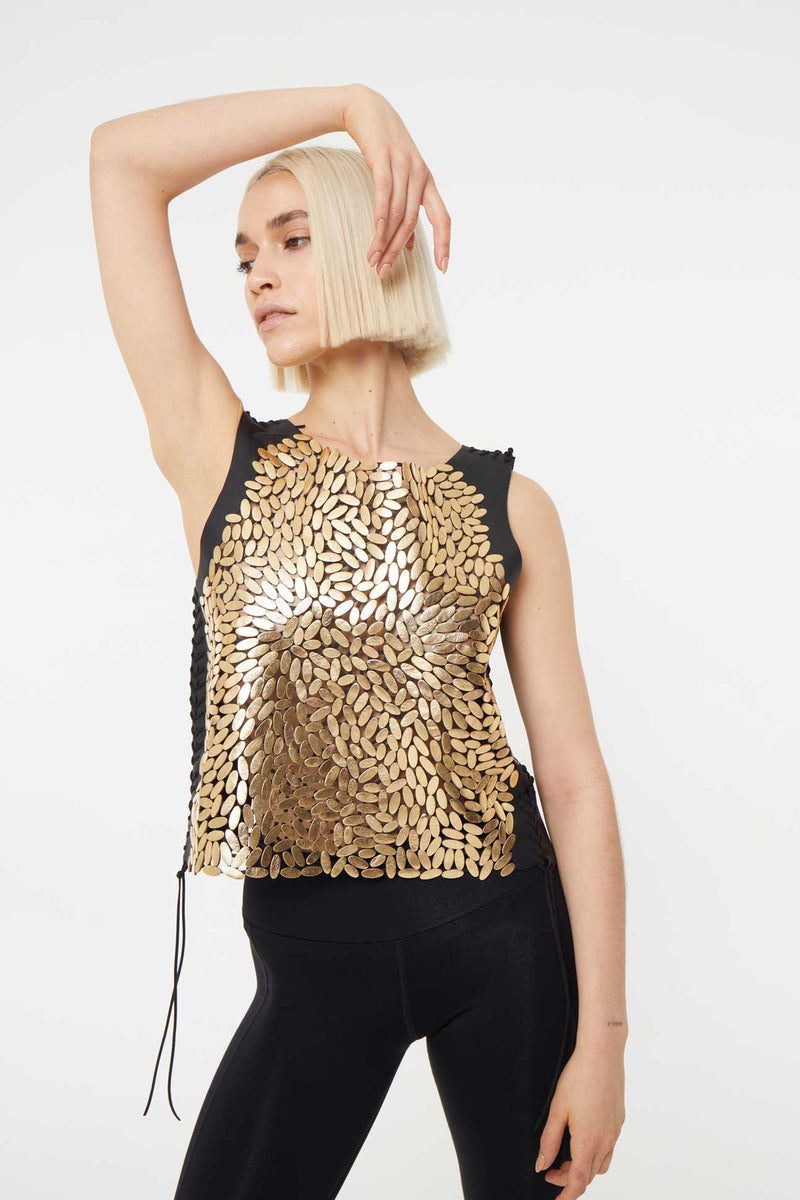 Emma Leather Vest - Gold - Made to Order