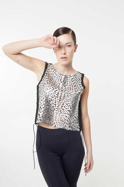 Gilet en cuir Emma - Argent - Fabriqué sur commande