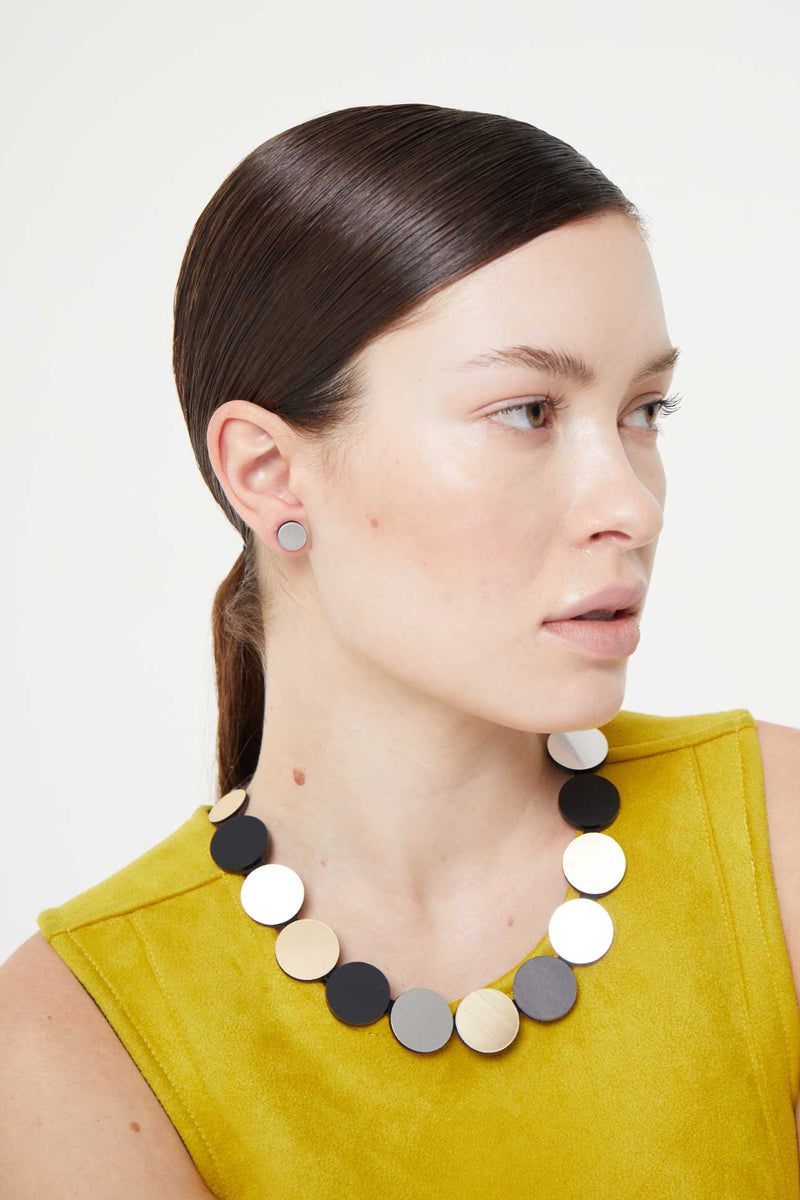 Collier Cercle Couleurs - Argent+Noir+Or