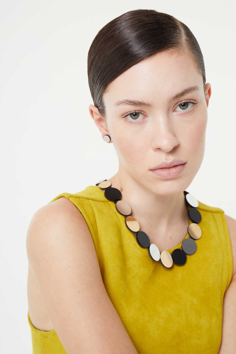 Collier Cercle Couleurs - Argent+Noir+Or