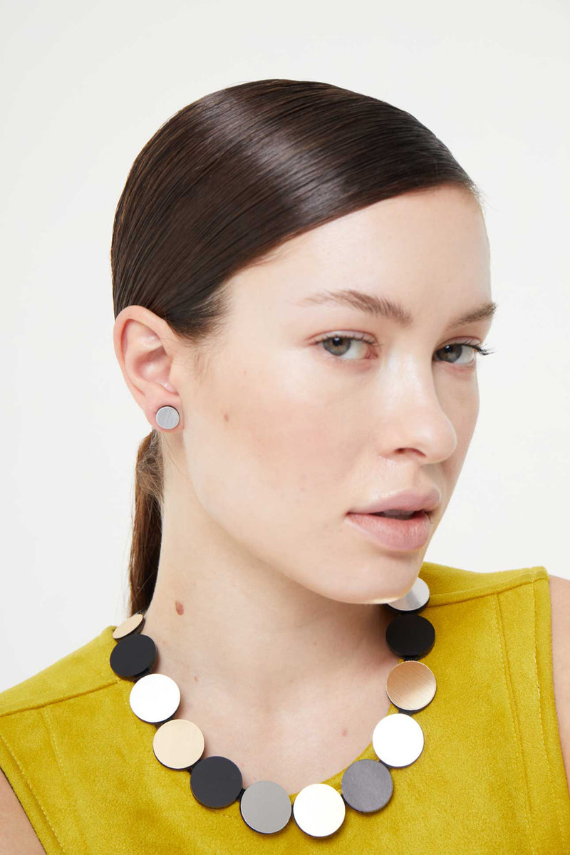 Collier Cercle Couleurs - Argent+Noir+Or