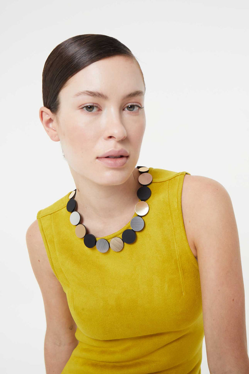 Collier Cercle Couleurs - Argent+Noir+Or