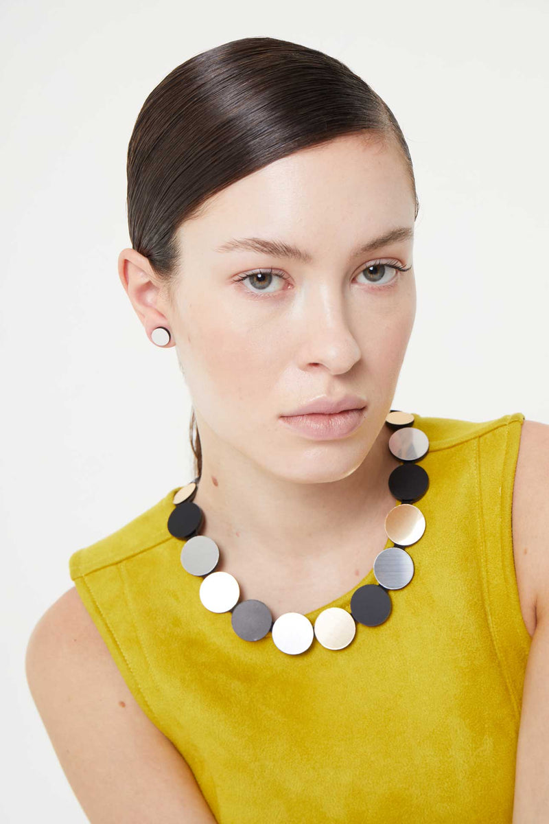 Collier Cercle Couleurs - Argent+Noir+Or