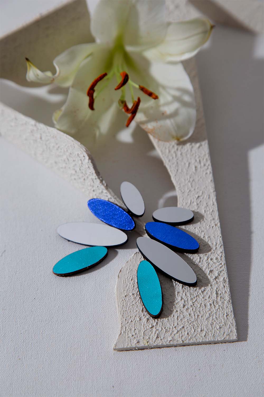 Colors Petals Large Earrings - Silver/Cool Colors