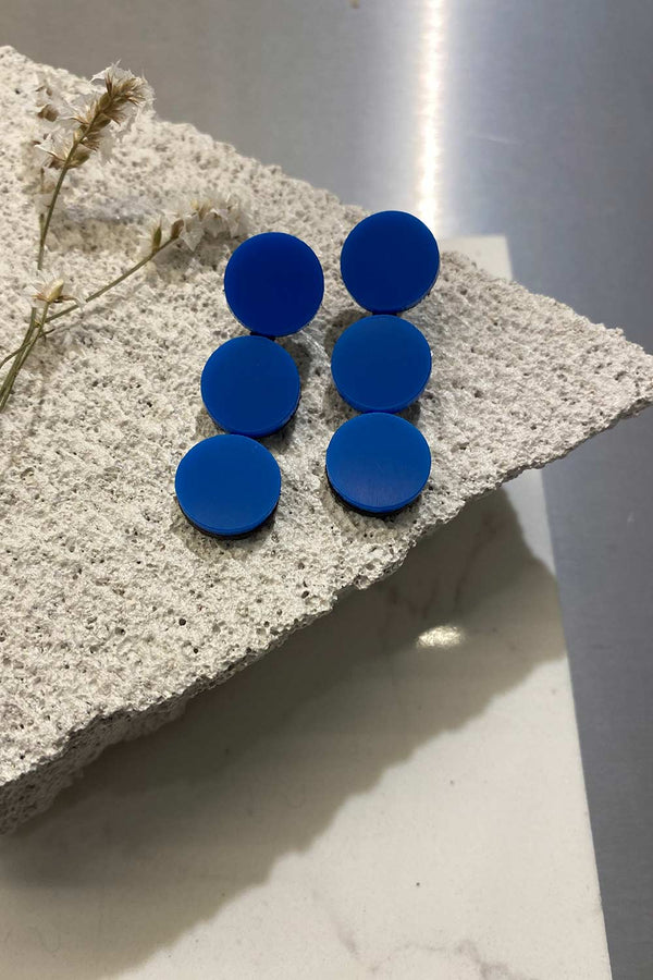 Abstraction Earrings 3 Dots - Blue