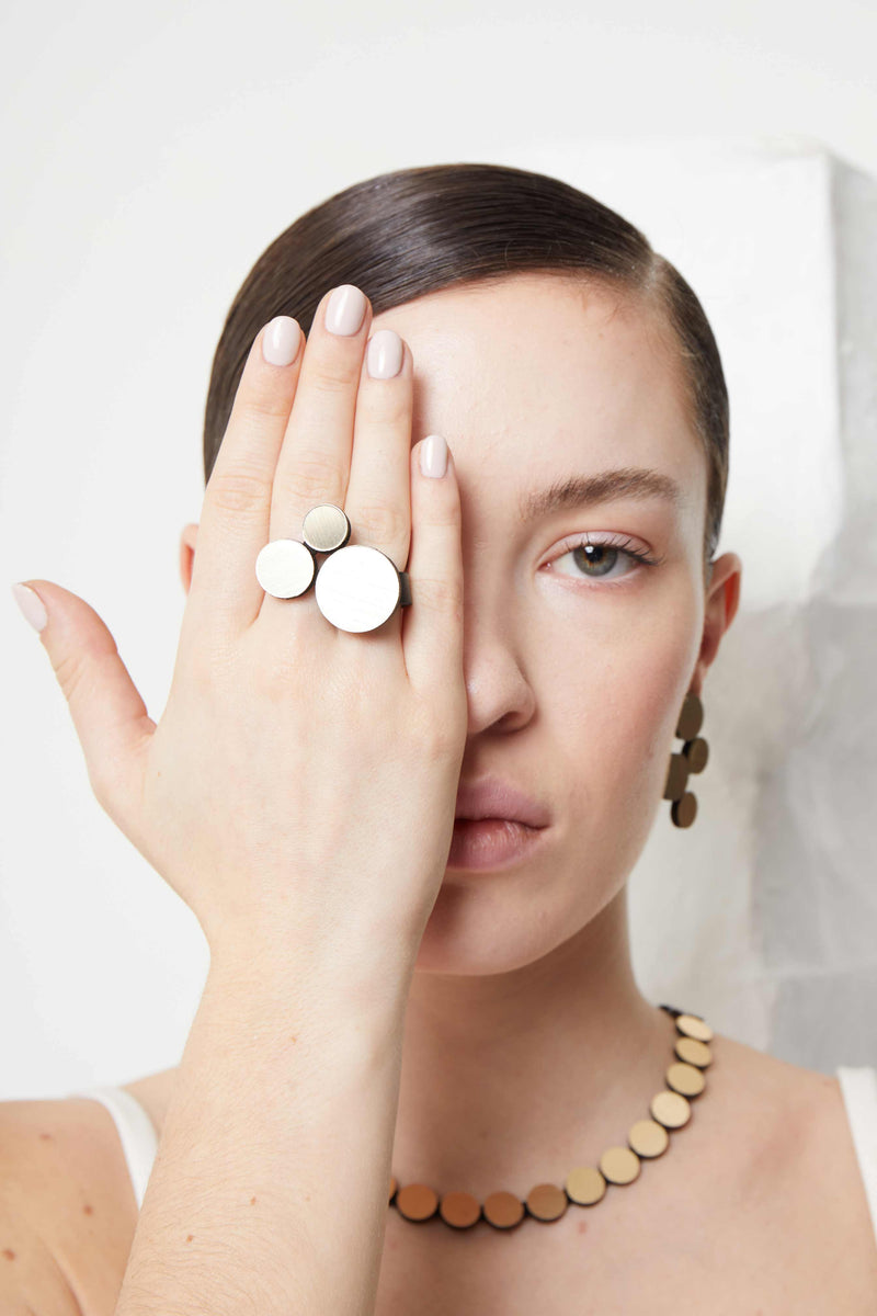 Abstrakter Ring 3 Kreise - Gold