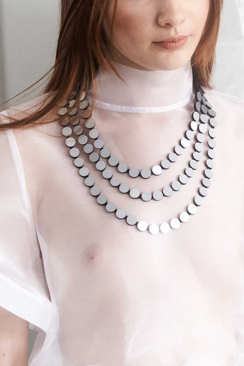 Collar Abstraction Triple Vuelta - Plata