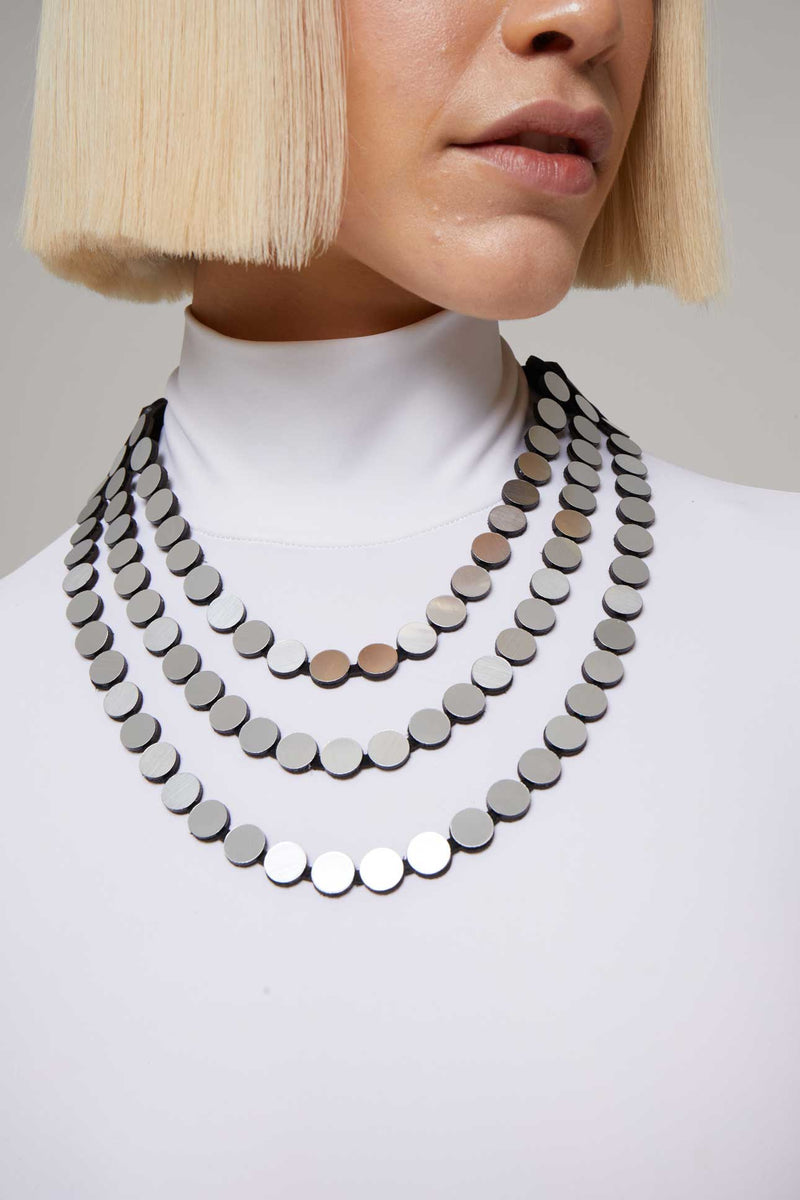 Collar Abstraction Triple Vuelta - Plata