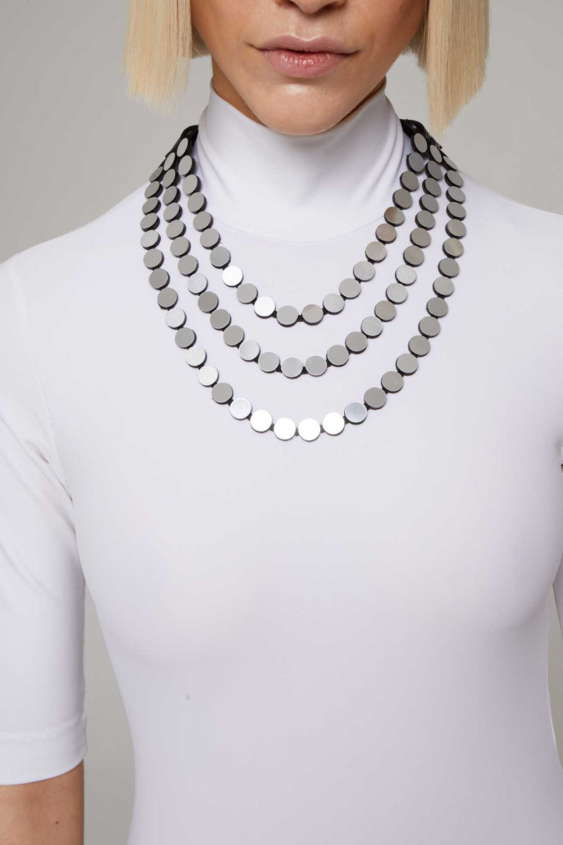 Abstraction Necklace Triple Layer - Silver
