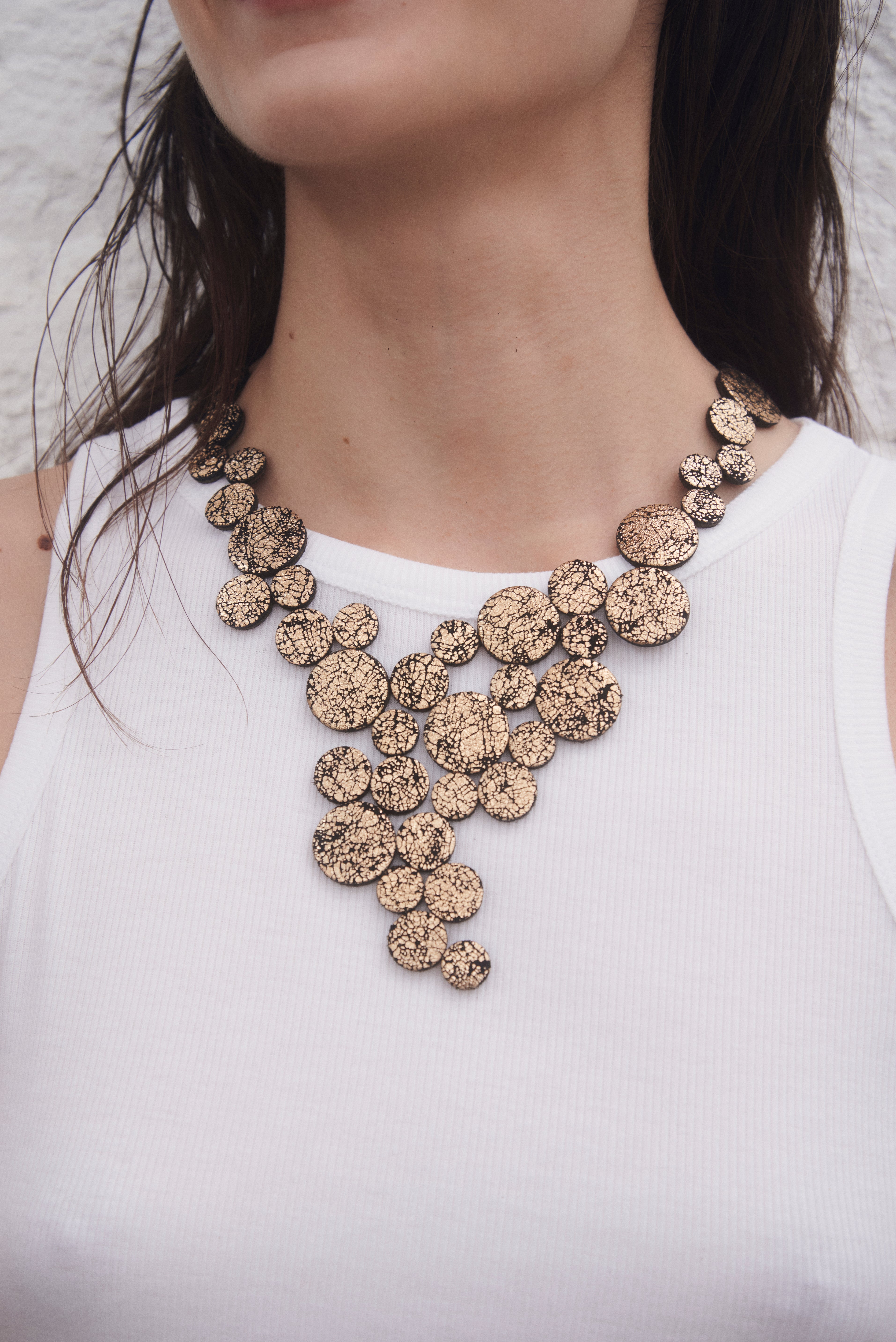 Collar Abstraction V - Oro Craquelado 