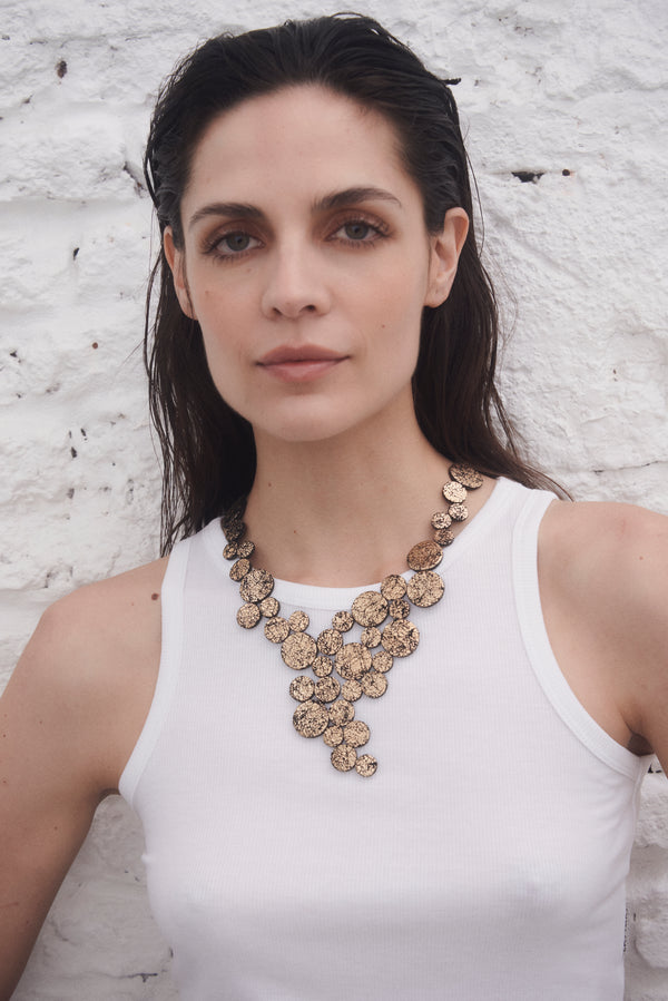 Abstraction Necklace V - Crackled Gold Leather *