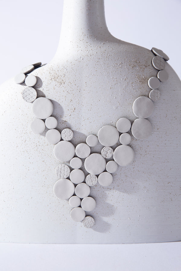 Abstraction Necklace V - White Leather *