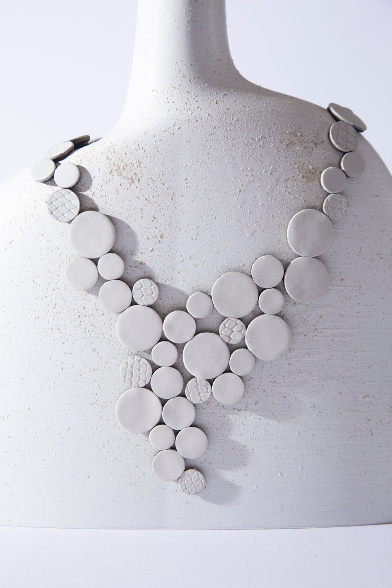 Abstraction Necklace V - White Leather *