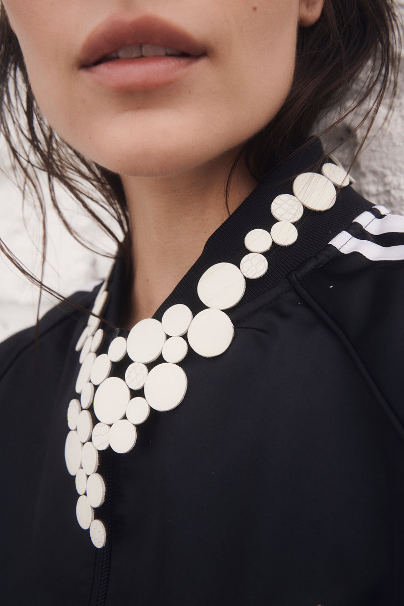 Abstraction Necklace V - White Leather *