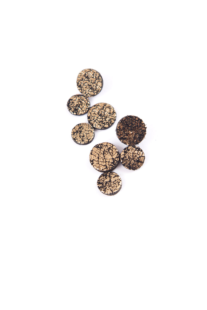 Abstraction Earrings - Small - Crackled Gold Leather *