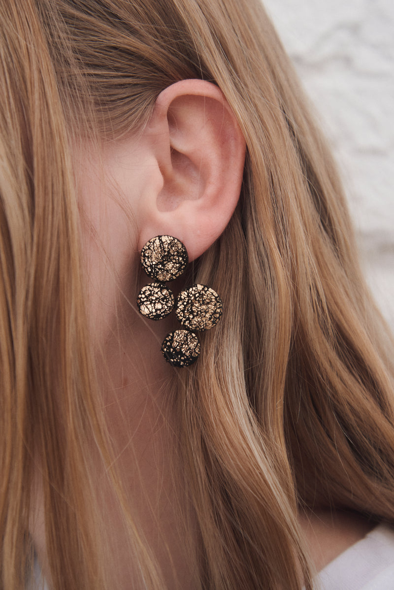 Abstraction Earrings - Small - Crackled Gold Leather *